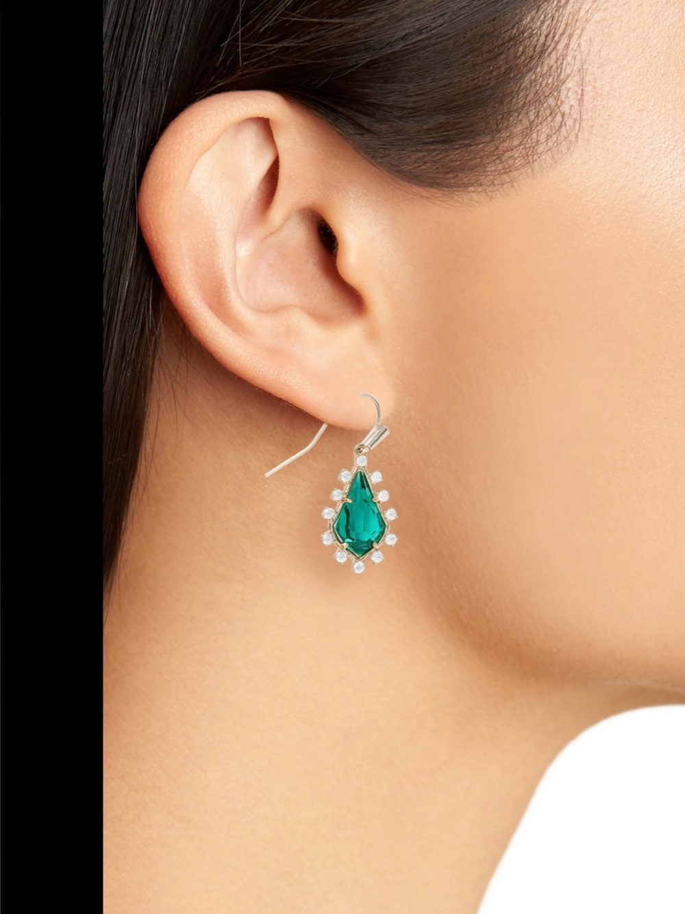 Kendra Scott Emerald Teardrop Crystal Dangle Earrings